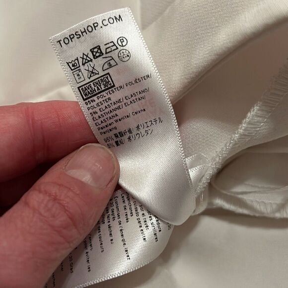 Top Shop Ivory Crepe Dress Pants Tapered Trousers High Waist Size 8 - Picture 8 of 8